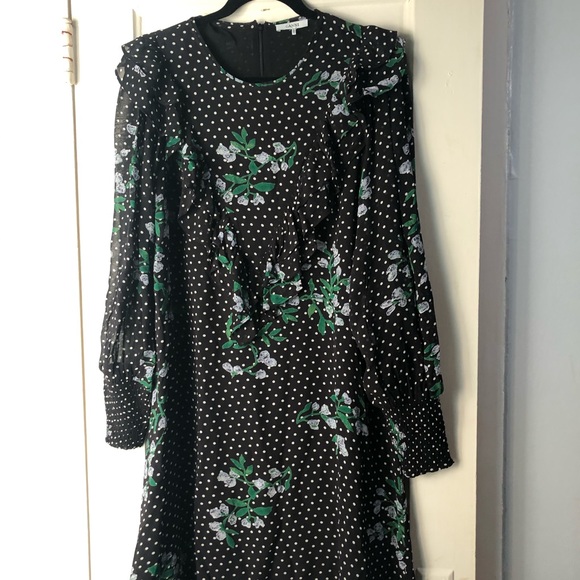 Ganni Rometty Ruffled Printed Georgette Dress 10 - Picture 11 of 11